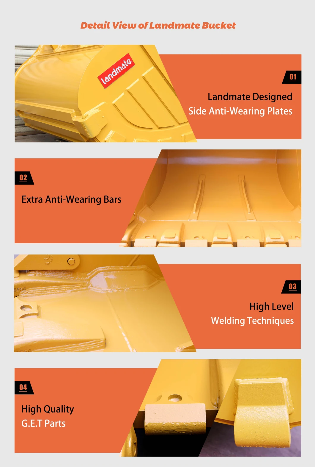 Reinforced Digging Construction Machinery Parts Heavy Duty Rock Excavator Bucket with Best Price