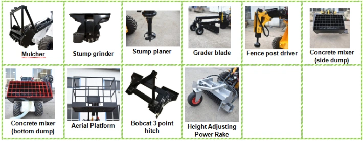 Factory Price Mini Excavator Wheel Tractor Loader Skid Steer Trencher Machine Attachments for Sale