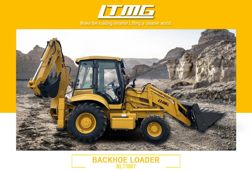 Ltmg Wheel Front End Loader Rops Cabin Excavator 4X4 Articulated Wheel Backhoe Loader with Joystick